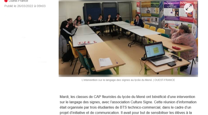 Intervention – le langage des signes