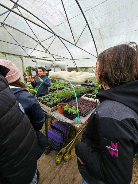 Des étudiants en visite à la ferme de plantes