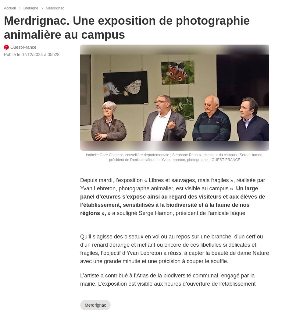 Ouest-France : Exposition animalière