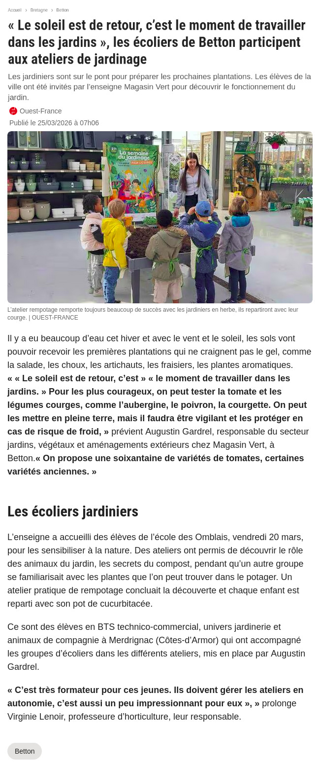 Les étudiant.e.s participent à la semaine du jardinage